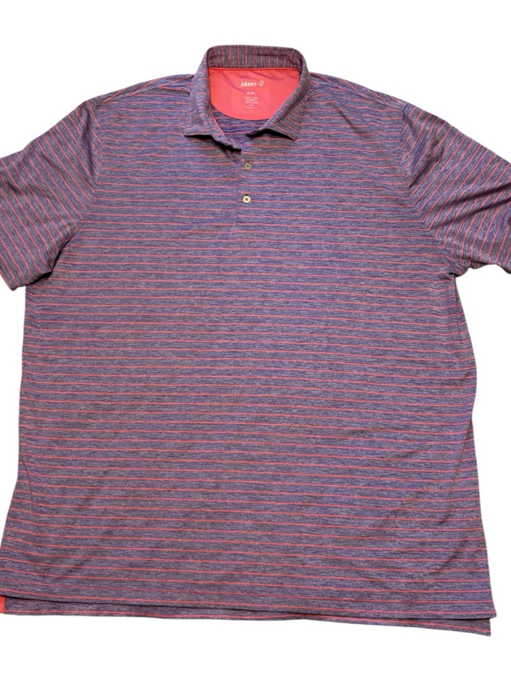 johnnie-O Purple and Pink Striped Polo Shirt